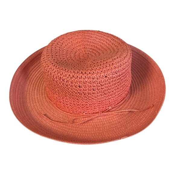 Cappelli Straworld Woven Sun Hat – Coral Pink – Wide Brim – 12” - Picture 1 of 4